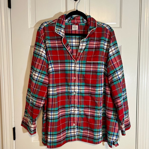 Lands’ End | Women’s Pajama Shirt, Rich Red Plaid Colorway, Size 2X- EUC - Picture 1 of 4